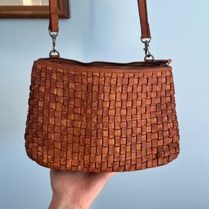 Marta Ponti Woven Leather Shoulder Bag - Brown